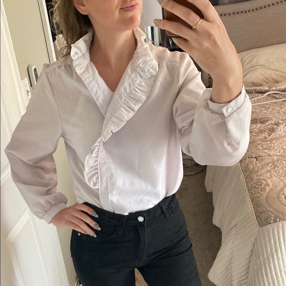 Preppy Youthful Ruffled Long Sleeve Blouse